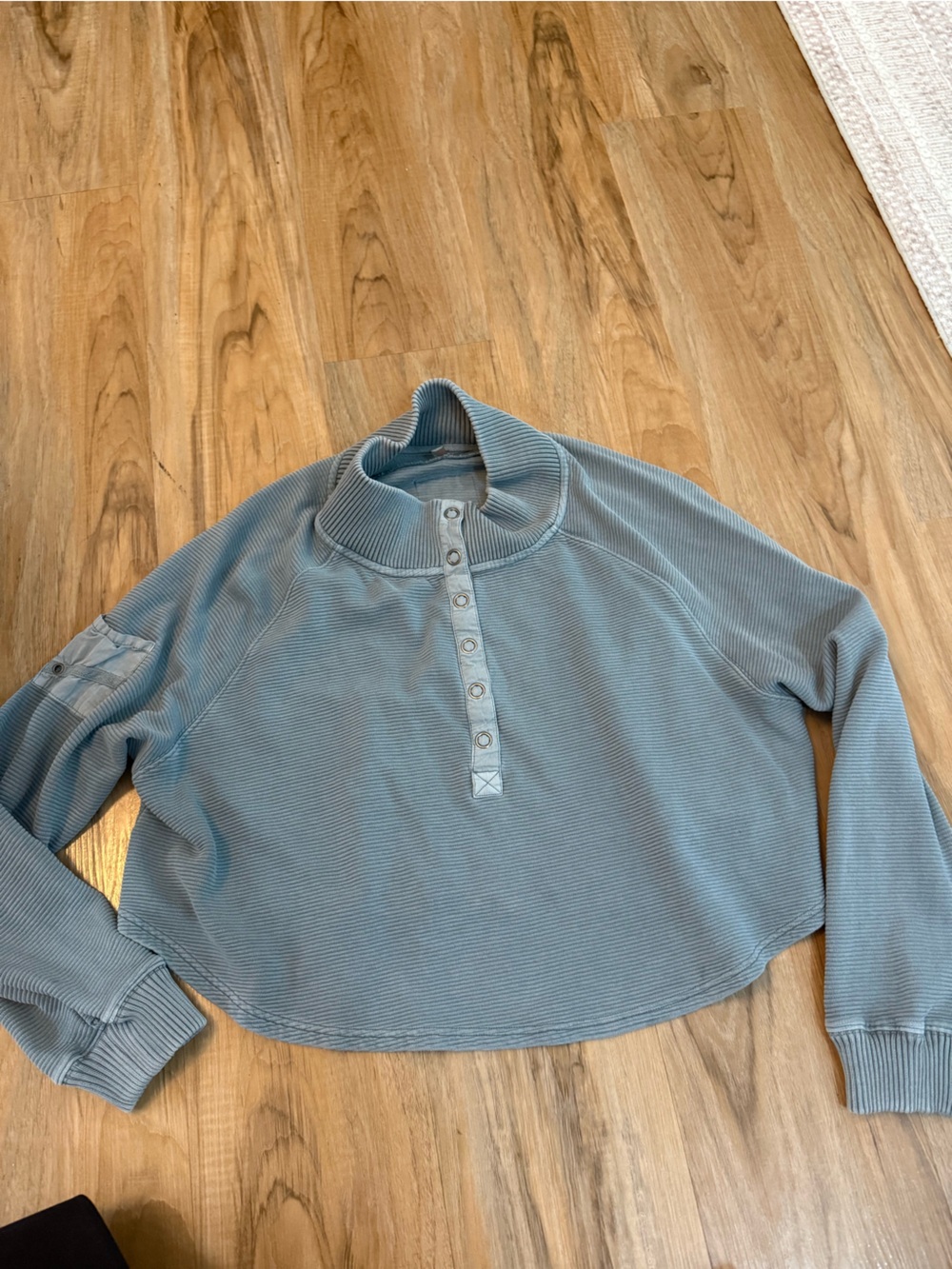 Dicks sports: Dusty Blue Ribbed Henley Mock Neck Pullover